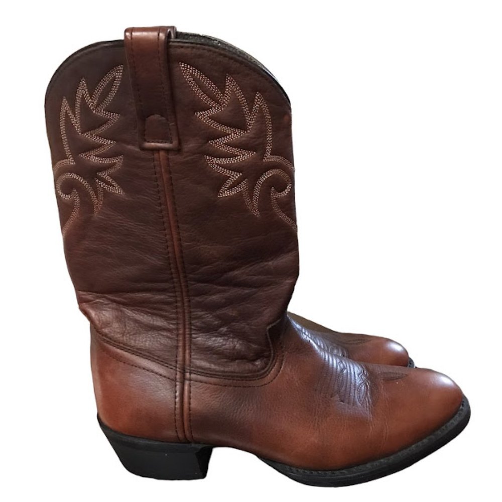 Dingo Western Cowboy Boots Brown Leather Men's 9.5 EW extra wide NICE!